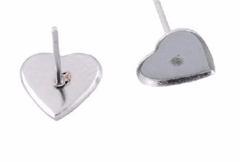 Heart Earring cabochon stud blank settings fit 8 x 7 mm small