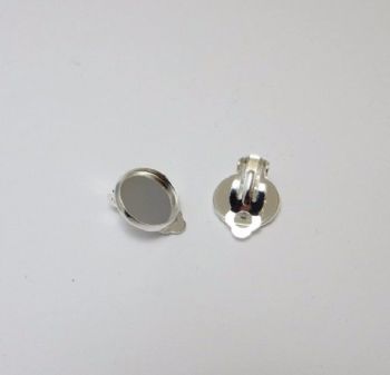 Earring Settings 12 mm silver plated Clip Ons