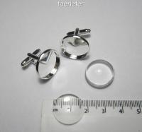 Cuff link blanks with matching glass domes 18 mm