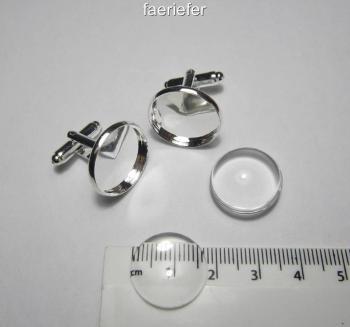 Cuff link blanks with matching glass domes 18 mm