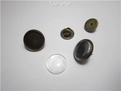 Bronze Round Cabochon Setting Brooches fit 14mm tie clutch pin back with glass 
