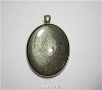 plain setting oval pendant frame blank + glass dome fit 30 x 40 mm 