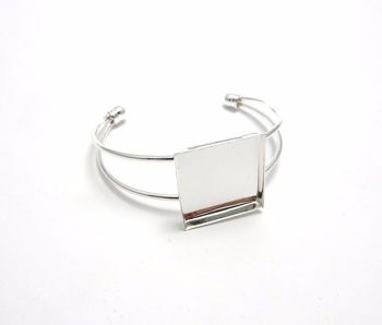 Bangle blank setting for 25 mm square cabochon or resin pack of 3