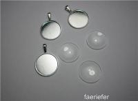 silver plated picture setting round pendants with 1" 25mm glass tiles or domes