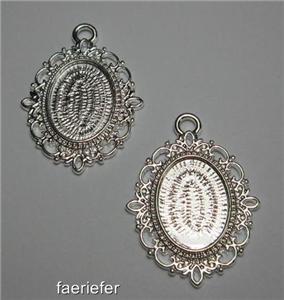 silver setting oval pendant frames trays 18 x 13 mm
