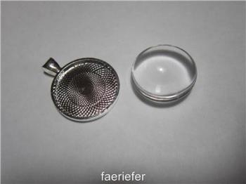 1 inch 25mm round Cabochon Setting pendant + glass dome seal silver plated