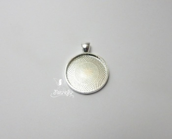 1 inch 25 mm round setting pendant bright silver or antique silver 