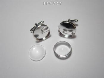 Cuff link blanks with matching glass domes 16 mm