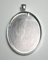 Silver plated 1/" 25 mm round Setting pin brooch bezel tray single frilled edge