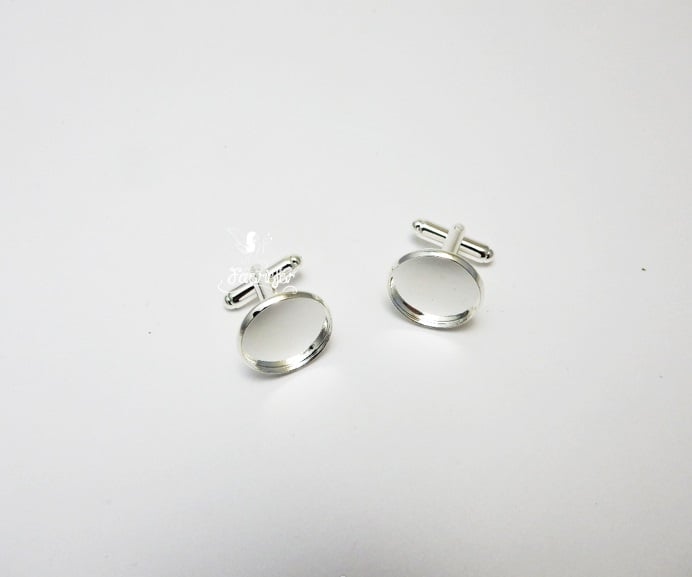Cuff link blanks silver plated 16 mm