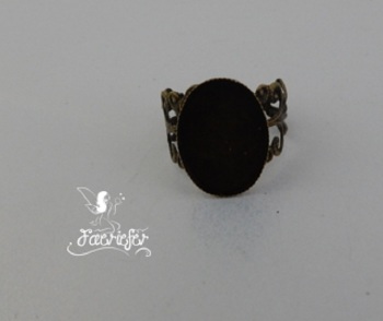 Bronze filigree adjustable oval ring blank setting 