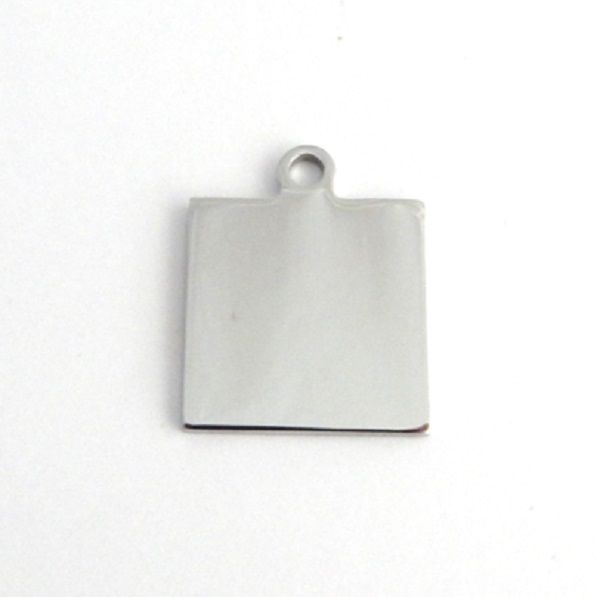 Stainless Steel Charms Square Silver Tone Blank Stamping Tags 25mm(1