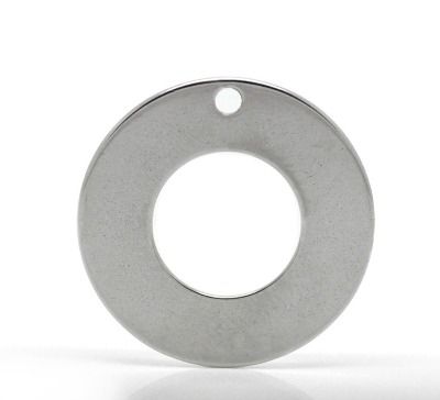 Stainless Steel Blank Stamping Tags Pendants Circle Ring Washer Silver Tone