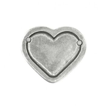 PEWTER STAMPING BLANK, HEART BORDER (Large) 29x25mm 1-1/8 x 1 - 16 GAUGE - PACK OF 1