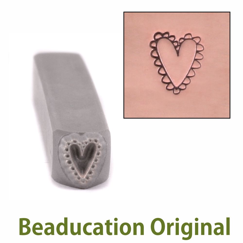 390 Lacey Heart Beaducation Original Design Stamp