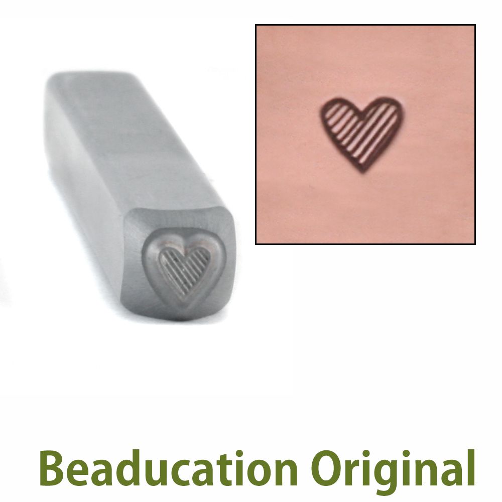 420 Tall Lined Heart Beaducation Original Design Stamp