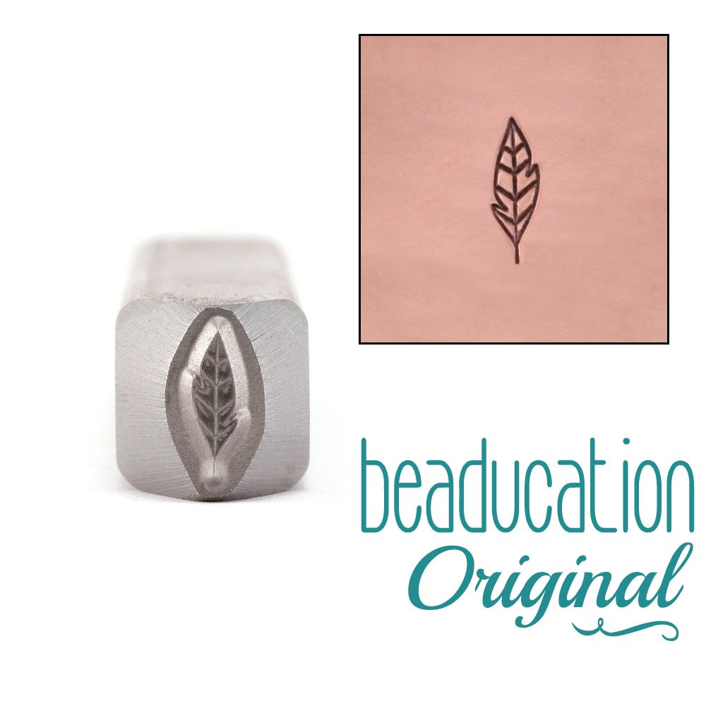 498 Small Leaf / Feather 7 mm Beaducation Original Design Stamp