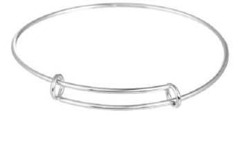 Stainless Steel Expandable Charm Bangle Bracelet 21 cm (8 2/8") long, 1 Piece
