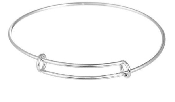 Stainless Steel Expandable Charm Bangle Bracelet 21 cm (8 2/8