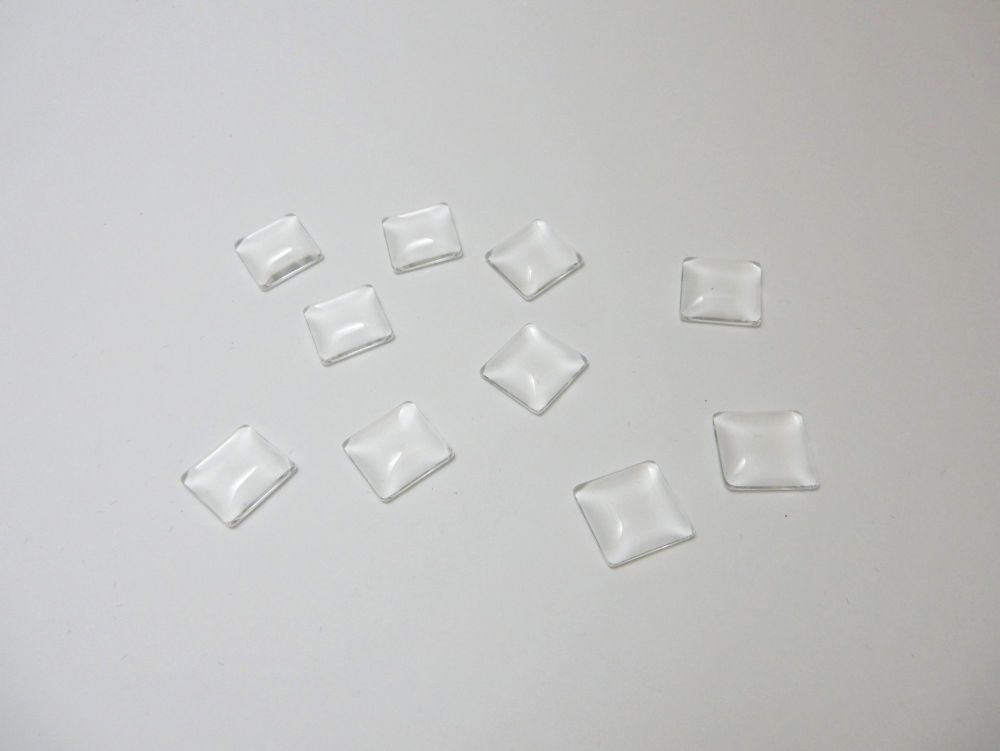 Square Glass dome cabochons for 16 mm settings pack of 10