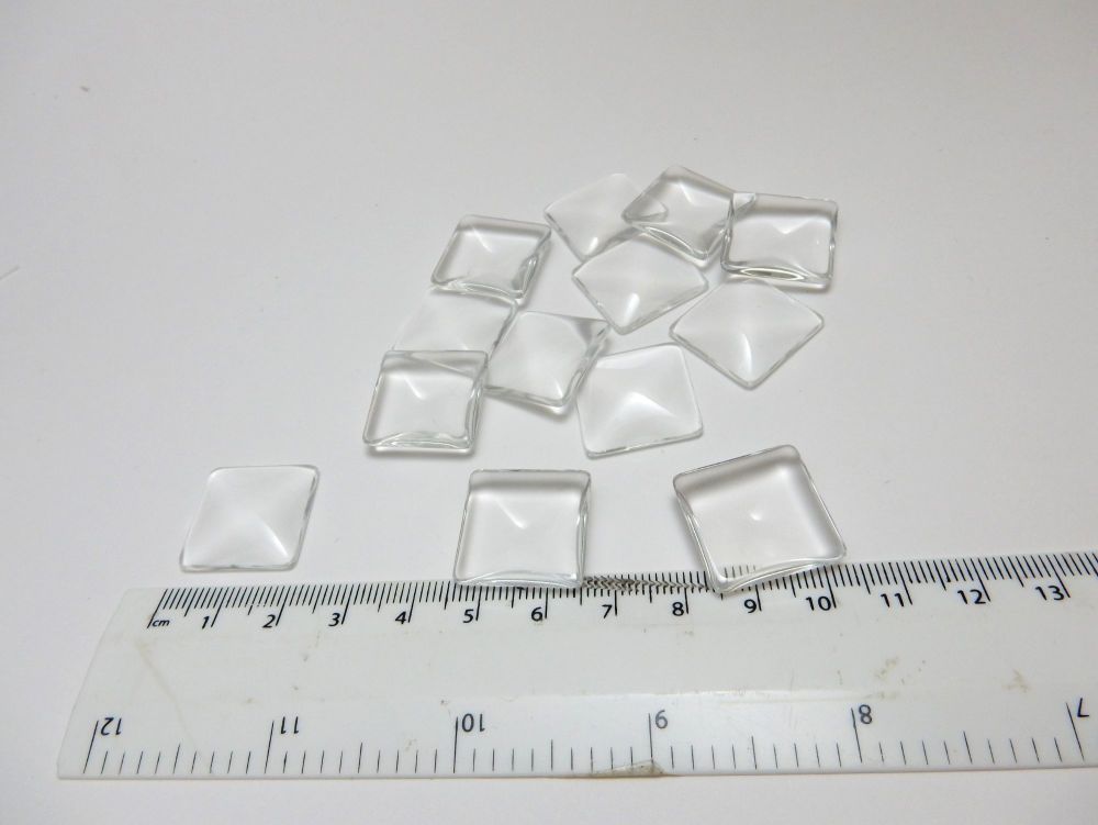 Square Glass dome cabochons for 18 mm settings pack of 50