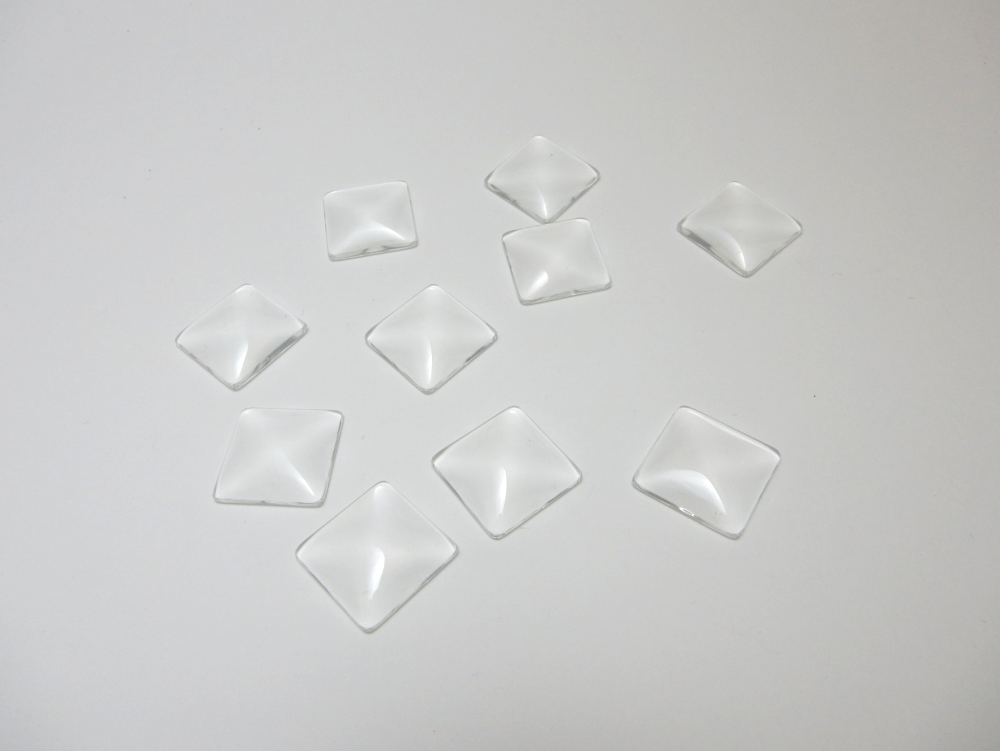 Square Glass dome cabochons for 20 mm settings pack of 10