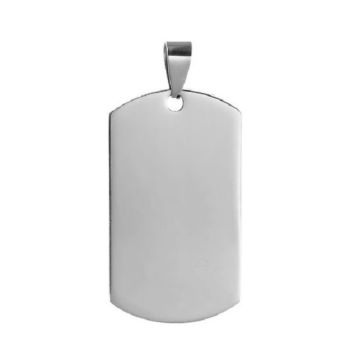 STAINLESS STEEL BLANK - RECTANGLE PENDANT - 50 mm(2") x 24 mm(1") - SILVER TONE  Pack Of 5