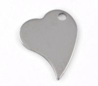 SILVER TONE - STAINLESS STEEL ' 28X21MM ANGLED HEART ' STAMPING BLANKS - PACK OF 1