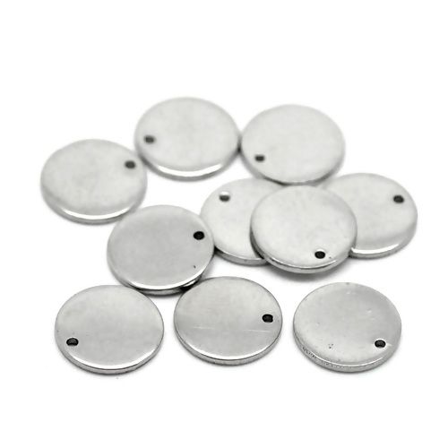 SILVER TONE - STAINLESS STEEL ' 10 MM SMALL ROUND ' STAMPING BLANKS - PACK 