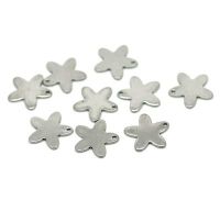 SILVER TONE - STAINLESS STEEL ' 14 X 13 MM FLOWERS ' STAMPING BLANKS - PACK OF 10