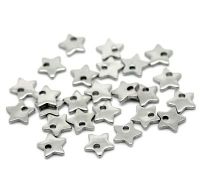 SILVER TONE - STAINLESS STEEL ' 6 MM 5 POINT STAR ' STAMPING BLANKS - PACK OF 10