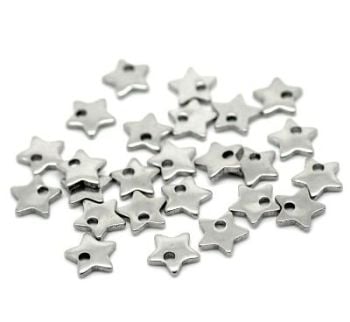 SILVER TONE - STAINLESS STEEL ' 6 MM 5 POINT STAR ' STAMPING BLANKS - PACK OF 10