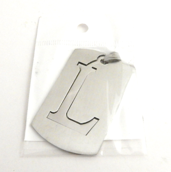 STAINLESS STEEL BLANK - LARGE RECTANGLE PENDANT WITH L SHAPED CUT-OUT - 50 mm x  30 mm - SILVER TONE  Pack Of 1 
