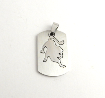 STAINLESS STEEL BLANK - RECTANGLE PENDANT WITH LION SHAPED CUT-OUT - 34 mm x  21 mm - SILVER TONE  Pack Of 1 
