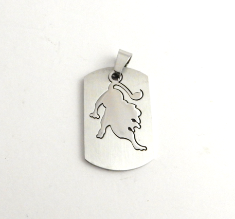 STAINLESS STEEL BLANK - RECTANGLE PENDANT WITH LION SHAPED CUT-OUT - 34 mm 