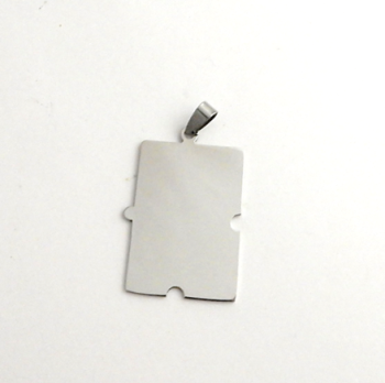 STAINLESS STEEL BLANK - LARGE PUZZLE PIECE PENDANT WITH BAIL - 30 mm x  40 mm - SILVER TONE  Pack Of 1 