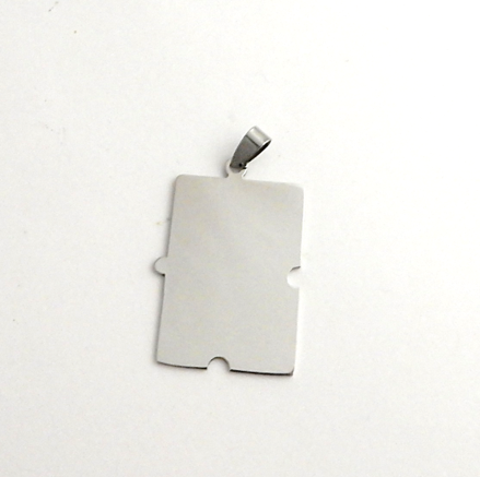 STAINLESS STEEL BLANK - LARGE PUZZLE PIECE PENDANT WITH BAIL - 30 mm x  40 