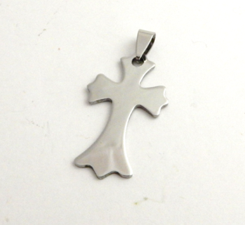 STAINLESS STEEL BLANK - CROSS PENDANT WITH BAIL - 38 X 33 mm  SILVER TONE  Pack Of 1 