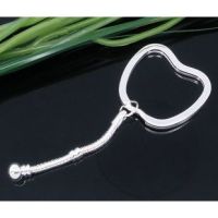 Apple Shaped Silver Plated Keychain & Keyring  8 cm, 5 PCs  for European Style beads