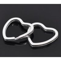 HEART KEY/SPLIT RING - PACK OF 5 - SILVER PLATED 