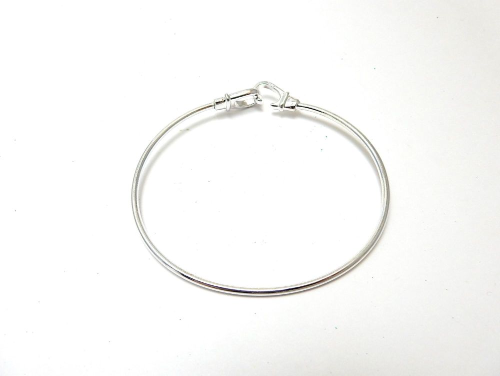 Stainless Steel Bangle Bracelet Round Silver Tone 7 