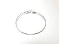 Stainless Steel Bangle Bracelet Round Silver Tone 7 "