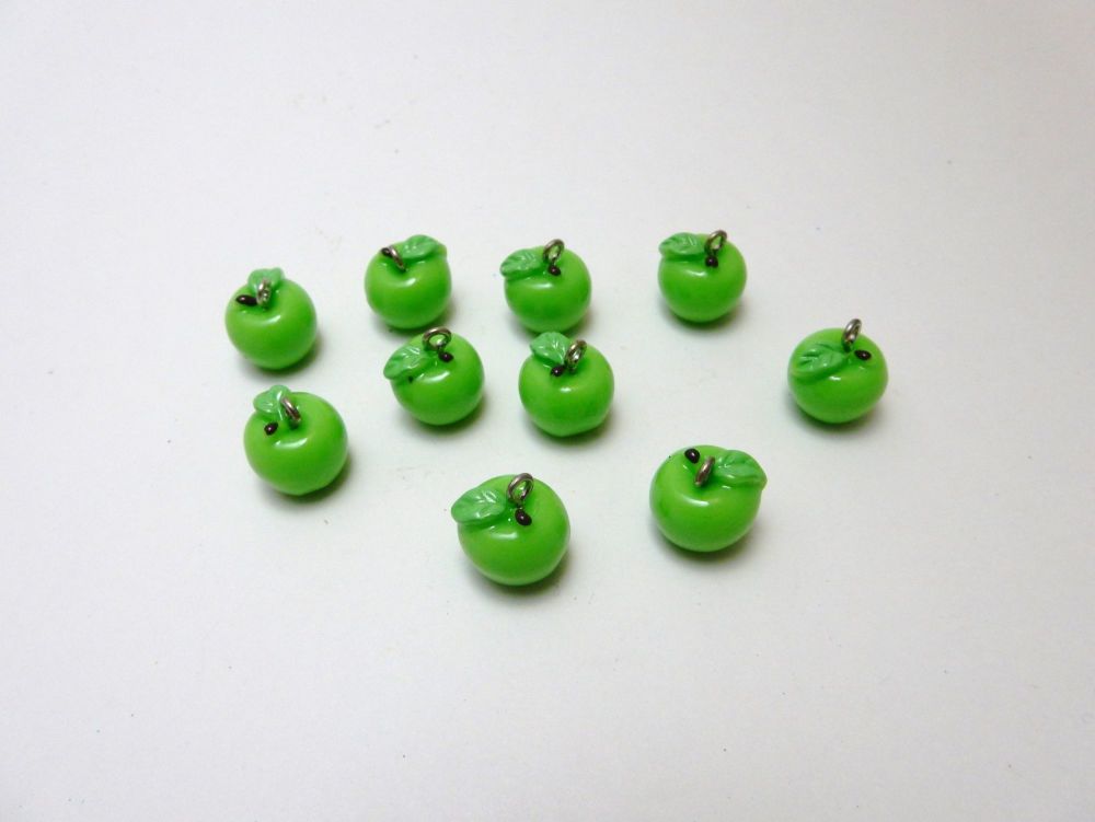 Resin Charms Apple - Green - 14 mm