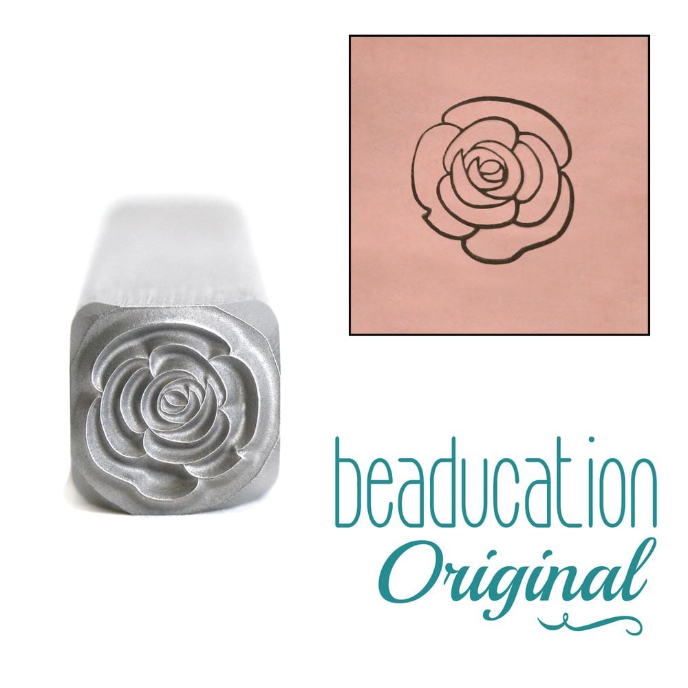 714 Open Rose Flower Beaducation Original Design Stamp 8 mm