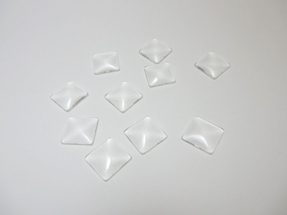 Square Glass dome cabochons for 25 mm settings pack of 10