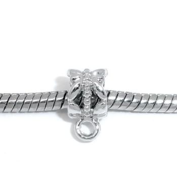 50 Silver Tone Bail Beads will Fit European Bracelets 12 x 6 mm