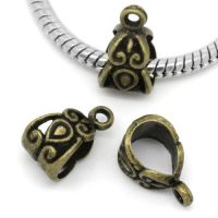 European Charm Bail Beads Antique Bronze Pattern Carved Fit European Bracelet 13.5 x 7.5 mm