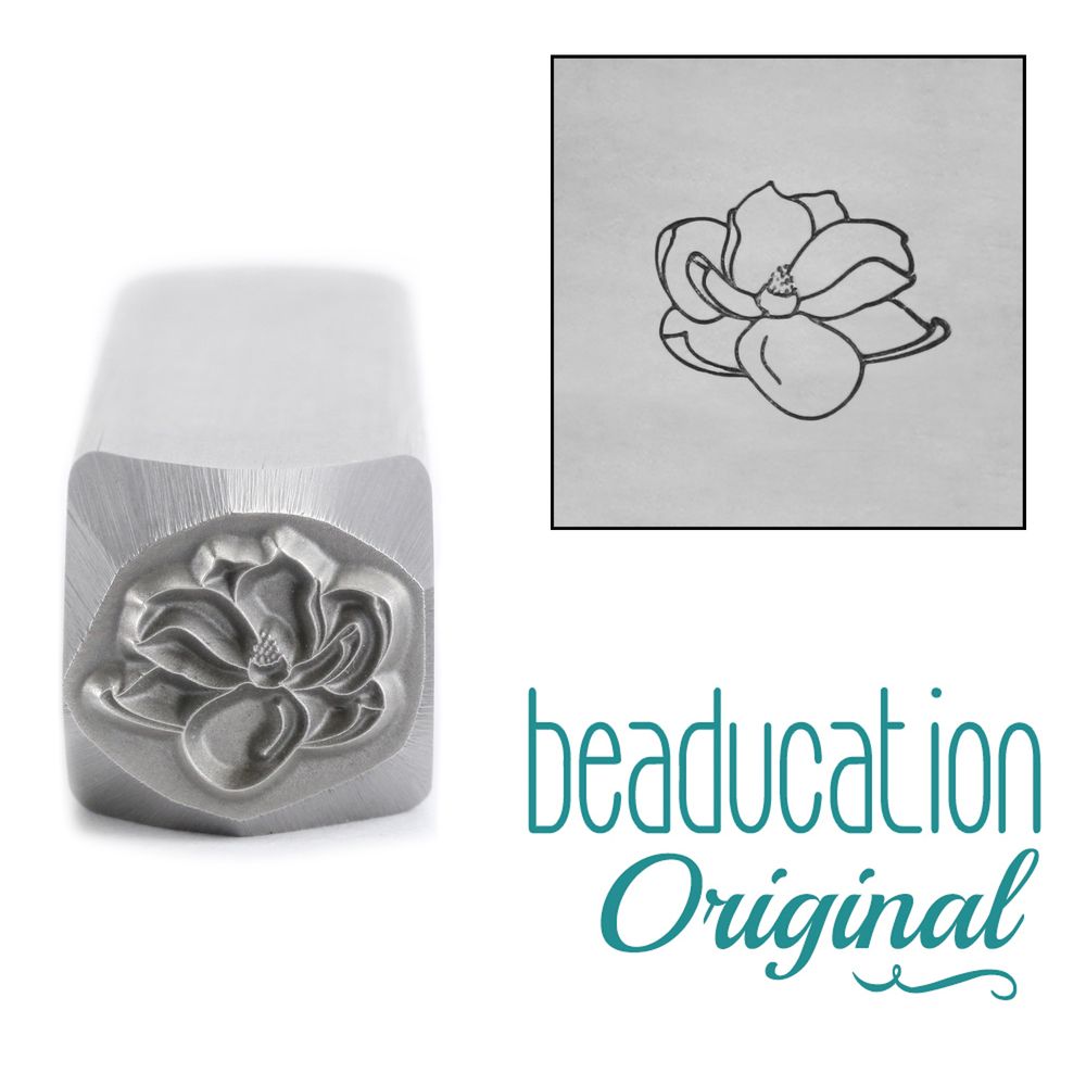 857 Magnolia Open Flower 1, 10 mm Beaducation Original Design Stamp
