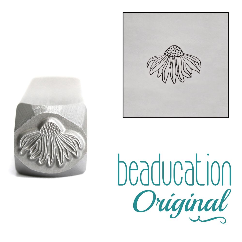 887 Echinacea Flower Metal Design Stamp, 7mm Beaducation Original Design St