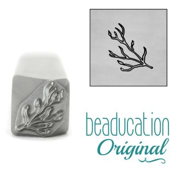 DS957 Branch / Stick with Buds Pointing Left Metal Design Stamp, 10.5mm - Beaducation Original